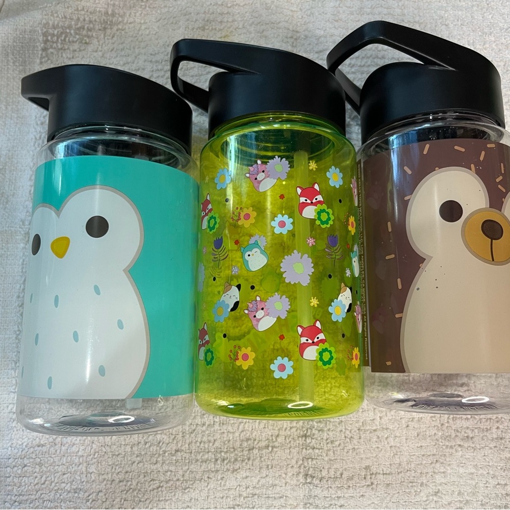Squishmallows Kids Water Bottles - Blue, Green, Brown - Picture 5 of 5